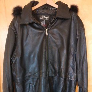 Kluger Furs, Tiboa Leathers, Black Leather Coat - 3X